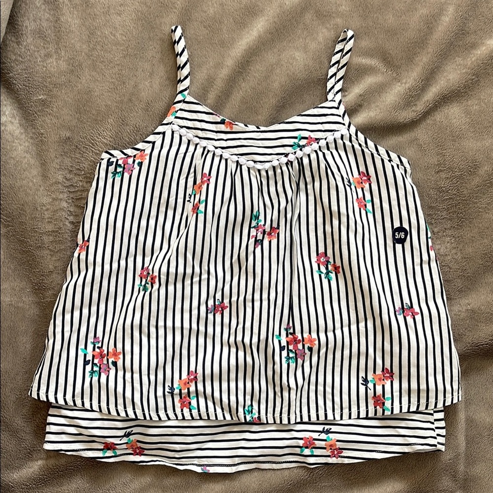 Abercrombie kids Striped Floral Tank Top